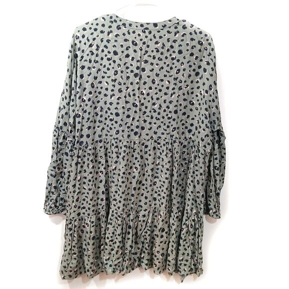 Mud Pie Animal Print Tiered Lomg Sleeve Mini Dress - Picture 4 of 11